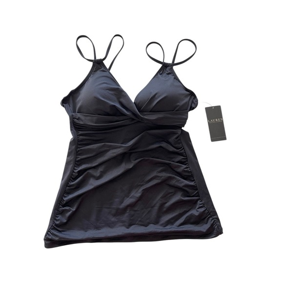 Ralph Lauren Women's Black Double Strap Twist Front Tankini Top Size 6 $115 - Picture 1 of 4